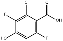 2-クロロ-3,6-ジフルオロ-4-ヒドロキシベンゼンカルボン酸 化学構造式