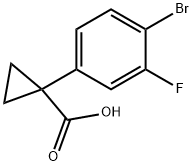 1-(4-ブロモ-3-フルオロフェニル)シクロプロパン-1-カルボン酸 化学構造式