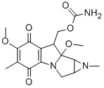 (1aS,8R,8aR,8bS)-8-[[(アミノカルボニル)オキシ]メチル]-1,1a,2,8,8a,8b-ヘキサヒドロ-6,8a-ジメトキシ-1,5-ジメチルアジリノ[2',3':3,4]ピロロ[1,2-a]インドール-4,7-ジオン 化学構造式