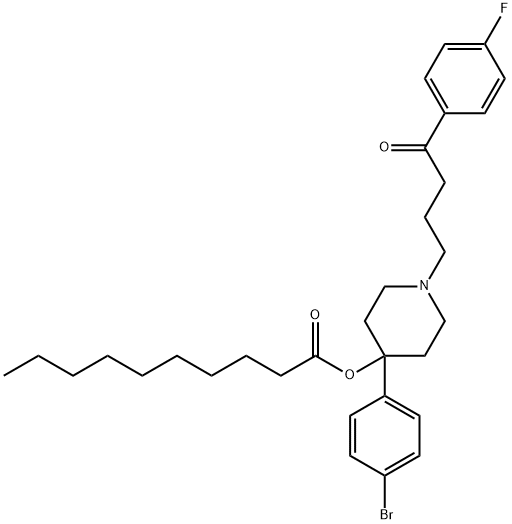 4-(4-bromophenyl)-1-[4-(4-fluorophenyl)-4-oxobutyl]-4-piperidinyl decanoate, 75067-66-2, 结构式