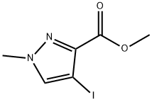 4-ヨード-1-メチル-1H-ピラゾール-3-カルボン酸メチル 化学構造式
