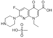 1,8-Naphthyridine-3-carboxylic acid, 1,4-dihydro-1-ethyl-6-fluoro-4-ox o-7-(1-piperazinyl)-, monomethanesulfonate Struktur