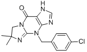 4-[(4-クロロフェニル)メチル]-1,4,6,7-テトラヒドロ-6,6-ジメチル-9H-イミダゾ[1,2-a]プリン-9-オン 化学構造式