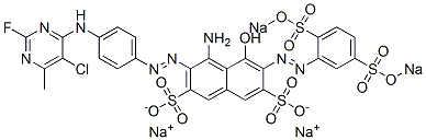 4-Amino-3-[4-(5-chloro-2-fluoro-6-methylpyrimidin-4-ylamino)phenylazo]-6-[2,5-bis(sodiosulfo)phenylazo]-5-hydroxy-2,7-naphthalenedisulfonic acid disodium salt Structure