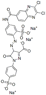 trisodium 4-[[4-[[(2,3-dichloro-6-quinoxalinyl)carbonyl]amino]-2-sulphonatophenyl]azo]-4,5-dihydro-5-oxo-1-(4-sulphonatophenyl)-1H-pyrazole-3-carboxylate Structure
