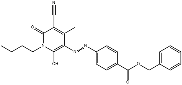 benzyl 4-[(1-butyl-5-cyano-1,6-dihydro-2-hydroxy-4-methyl-6-oxopyridin-3-yl)azo]benzoate Structure