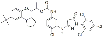 2-[4-(tert-butyl)-2-cyclopentylphenoxy]-1-methylethyl [4-chloro-3-[[4,5-dihydro-5-oxo-1-(2,4,6-trichlorophenyl)-1H-pyrazol-3-yl]amino]phenyl]carbamate Structure