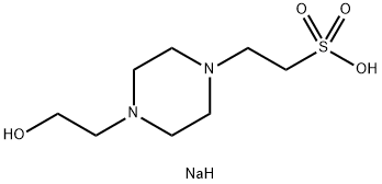 4-(2-ヒドロキシエチル)-1-ピペラジンエタン-1-スルホン酸ナトリウム 化学構造式