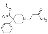 1-(2-カルバモイルエチル)-4-フェニルピペリジン-4-カルボン酸エチル 化学構造式