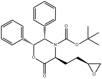 (3S,5S,6R)-2-Oxo-3-[2-(2S)-2-oxiranylethyl]-5,6-diphenyl-4-Morpholinecarboxylic Acid tert-Butyl Ester, 753010-15-0, 结构式