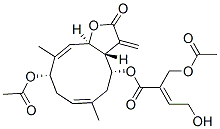 (E)-2-Acetoxymethyl-4-hydroxy-2-butenoic acid [(3aR,4R,6E,9S,10Z,11aR)-9-acetoxy-2,3,3a,4,5,8,9,11a-octahydro-6,10-dimethyl-3-methylene-2-oxocyclodeca[b]furan-4-yl] ester Struktur