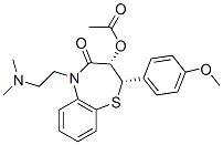 (2R,3R)-5-[2-(ジメチルアミノ)エチル]-2-(4-メトキシフェニル)-4-オキソ-2,3,4,5-テトラヒドロ-1,5-ベンゾチアゼピン-3-イル アセタート 化学構造式