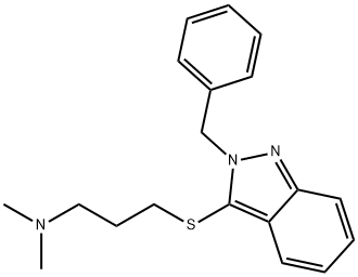 N,N-ジメチル-3-[[2-ベンジル-2H-インダゾール-3-イル]チオ]-1-プロパンアミン 化学構造式