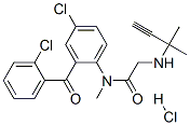 N-[4-chloro-2-(2-chlorobenzoyl)phenyl]-N-methyl-2-(2-methylbut-3-yn-2- ylamino)acetamide hydrochloride Structure