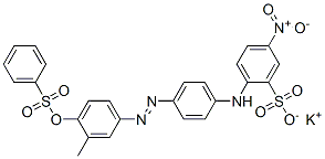 potassium 2-[[4-[[3-methyl-4-[(phenylsulphonyl)oxy]phenyl]azo]phenyl]amino]-5-nitrobenzenesulphonate Structure