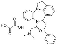Benzo(b)pyrrolo(3,2,1-jk)(1,4)benzodiazepine, 1,2,6,7-tetrahydro-7-((d imethylamino)acetyl)-6-(2-phenylethyl)-, ethanedioate (1:1) Struktur