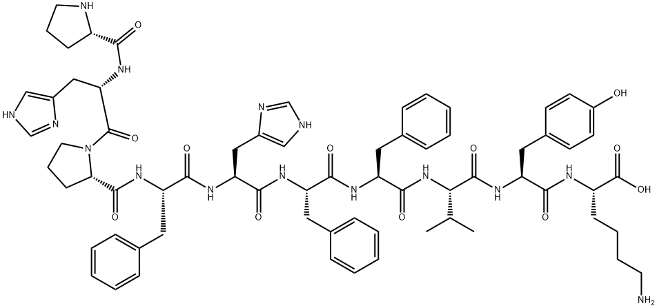 H-PRO-HIS-PRO-PHE-HIS-PHE-PHE-VAL-TYR-LYS-OH Structure