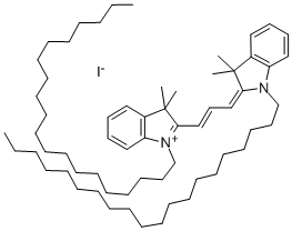 1-ICOSYL-2-[(E)-3-(1-ICOSYL-3,3-DIMETHYL-1,3-DIHYDRO-2H-INDOL-2-YLIDENE)-1-PROPENYL]-3,3-DIMETHYL-3H-INDOLIUM IODIDE Struktur