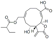 (3aR,4R,6Z,10Z,11aR)-2,3,3a,4,5,8,9,11a-Octahydro-4-hydroxy-3-methylene-6-[(2-methyl-1-oxobutoxy)methyl]-2-oxocyclodeca[b]furan-10-carboxylic acid Structure