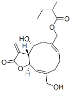 2-Methylbutanoic acid [[(3aR,4R,6Z,10Z,11aR)-2,3,3a,4,5,8,9,11a-octahydro-4-hydroxy-10-hydroxymethyl-3-methylene-2-oxocyclodeca[b]furan-6-yl]methyl] ester 结构式