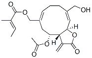 (E)-2-Methyl-2-butenoic acid [[(3aR,4R,6Z,10E,11aR)-4-acetoxy-2,3,3a,4,5,8,9,11a-octahydro-10-hydroxymethyl-3-methylene-2-oxocyclodeca[b]furan-6-yl]methyl] ester Struktur