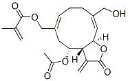 2-Methylpropenoic acid [[(3aR,4R,6Z,10E,11aR)-4-acetoxy-2,3,3a,4,5,8,9,11a-octahydro-10-hydroxymethyl-3-methylene-2-oxocyclodeca[b]furan-6-yl]methyl] ester Structure