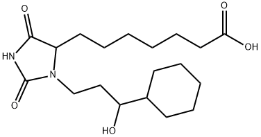 3-(3-cyclohexyl-3-hydroxypropyl)-2,5-dioxoimidazolidine-4-heptanoic acid Struktur