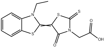 5-(3-エチルベンゾチアゾール-2(3H)-イリデン)-4-オキソ-2-チオキソチアゾリジン-3-酢酸 化学構造式