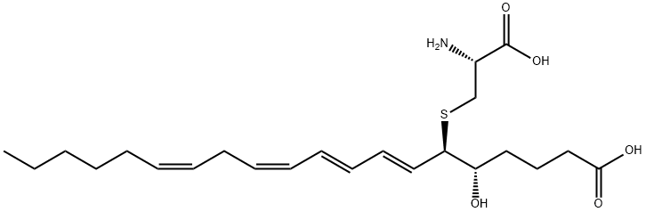 (5S,6R,7E,9E,11Z,14Z)-6-[[(R)-2-アミノ-2-カルボキシエチル]チオ]-5-ヒドロキシ-7,9,11,14-イコサテトラエン酸 化学構造式