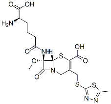 (7S)-7-[[(R)-5-Amino-5-carboxy-1-oxopentyl]amino]-7-methoxy-3-[[(5-methyl-1,3,4-thiadiazol-2-yl)thio]methyl]cepham-3-ene-4-carboxylic acid Structure