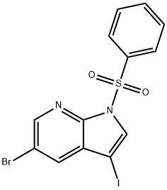 1-(苯磺酰)-5-溴-3-碘-1H-吡咯并[2,3-B]吡啶, 757978-19-1, 结构式