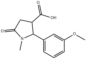 2-(3-メトキシフェニル)-1-メチル-5-オキソピロリジン-3-カルボン酸 化学構造式