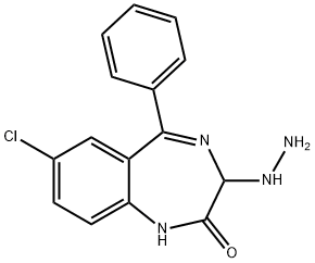 7-Chloro-3-hydrazino-5-phenyl-1,3-dihydro-2H-1,4-benzodiazepin-2-one Struktur