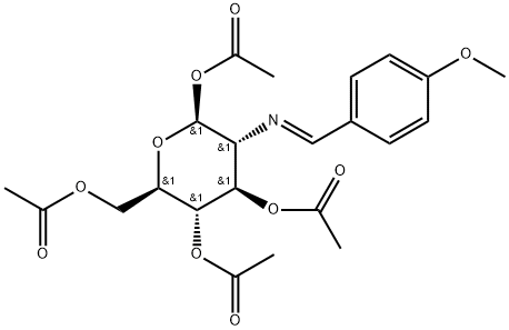 2-(4-甲氧基亚苄基)亚氨基-2-脱氧-1,3,4,6-四-O-乙酰-Β-D-葡萄糖, 7597-81-1, 结构式