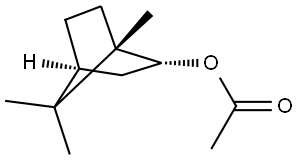 rel-(1S*,4β*)-1α*,7,7-トリメチルビシクロ[2.2.1]ヘプタン-2α*-オールアセタート 化学構造式