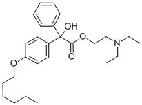 α-ヒドロキシ-α-[4-(ヘキシルオキシ)フェニル]ベンゼン酢酸2-(ジエチルアミノ)エチル 化学構造式