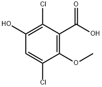 2,5-ジクロロ-3-ヒドロキシ-6-メトキシ安息香酸 化学構造式