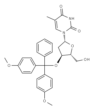 3′-O-(4,4′-ジメトキシトリチル)チミジン 化学構造式