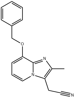 2-メチル-8-(フェニルメトキシ)イミダゾ[1,2-a]ピリジン-3-アセトニトリル 化学構造式