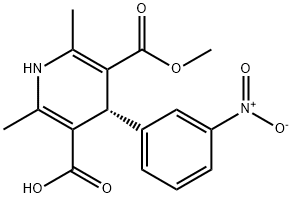 (R)-(-)-1,4-Dihydro-2,6-dimethyl-4-(3-nitrophenyl)-3,5-pyridinedicarboxylic Acid Monomethyl Ester Struktur