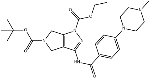 5-(叔丁氧羰基)-3-[[4-(4-甲基哌嗪-1-基)苯甲酰基]氨基]-4,6-二氢吡咯并[3,4-C]吡唑-1-羧酸乙酯, 761443-69-0, 结构式