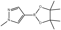 1-メチル-4-(4,4,5,5-テトラメチル-1,3,2-ジオキサボロラン-2-イル)ピラゾール 化学構造式