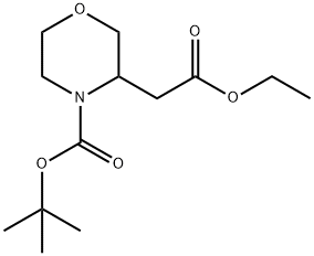3-(2-乙氧基-2-氧代乙基)吗啉-4-羧酸叔丁酯, 761460-02-0, 结构式