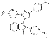 1H-Indole, 3-(1,3-bis(4-methoxyphenyl)-4,5-dihydro-1H-pyrazol-5-yl)-2- (4-methoxyphenyl)- Struktur
