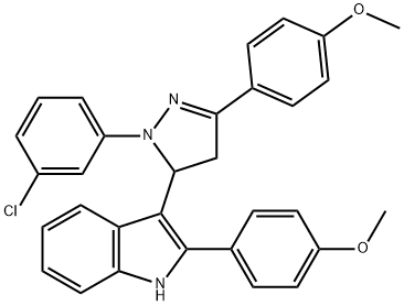 1H-Indole, 3-(1-(3-chlorophenyl)-4,5-dihydro-3-(4-methoxyphenyl)-1H-py razol-5-yl)-2-(4-methoxyphenyl)- Structure