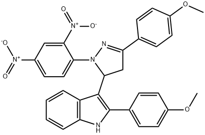 1H-Indole, 3-(4,5-dihydro-1-(2,4-dinitrophenyl)-3-(4-methoxyphenyl)-1H -pyrazol-5-yl)-2-(4-methoxyphenyl)-|