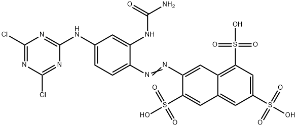 7-[[2-[(aminocarbonyl)amino]-4-[(4,6-dichloro-1,3,5-triazin-2-yl)amino]phenyl]azo]naphthalene-1,3,6-trisulphonic acid Struktur