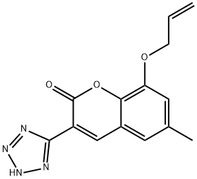 2H-1-Benzopyran-2-one, 6-methyl-8-(2-propenyloxy)-3-(1H-tetrazol-5-yl) - Structure