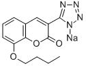 2H-1-Benzopyran-2-one, 8-butoxy-3-(1H-tetrazol-5-yl)-, sodium salt Struktur