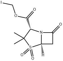 (2S,5R)-3,3-ジメチル-4,4,7-トリオキソ-4-チア(VI)-1-アザビシクロ[3.2.0]ヘプタン-2-カルボン酸ヨードメチル 化学構造式